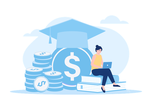 College Tuition Graduation  Illustration