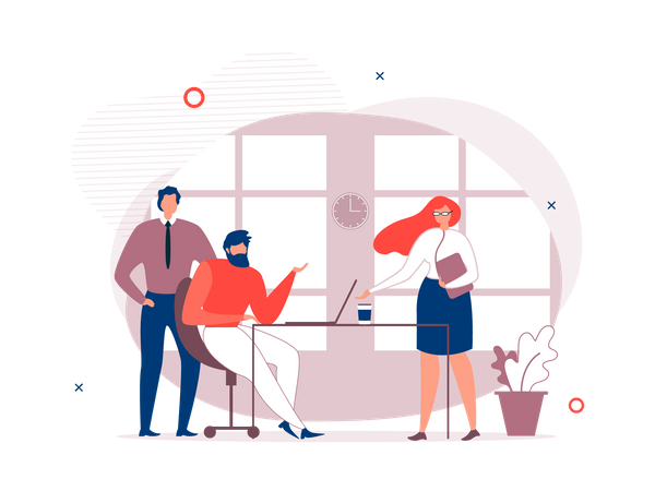 Collègues ayant une conversation au bureau  Illustration