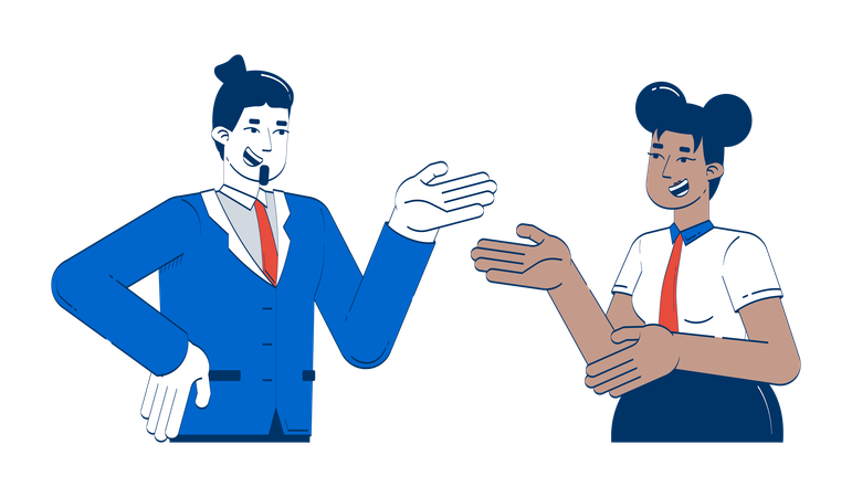 Des collègues de bureau divers engagés dans une conversation amicale  Illustration