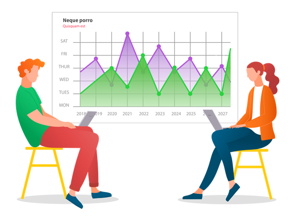 Collègues donnant la présentation du rapport  Illustration