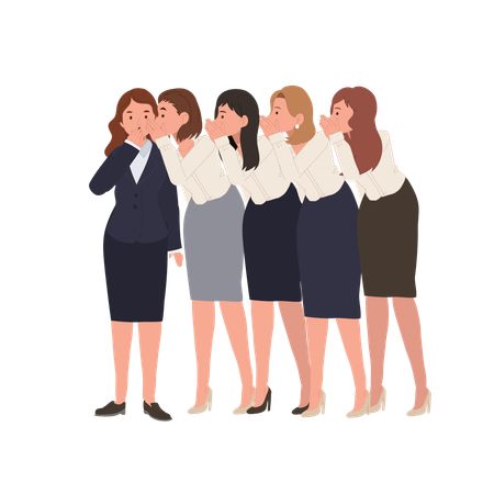 Des collègues féminines répandent des rumeurs au bureau  Illustration