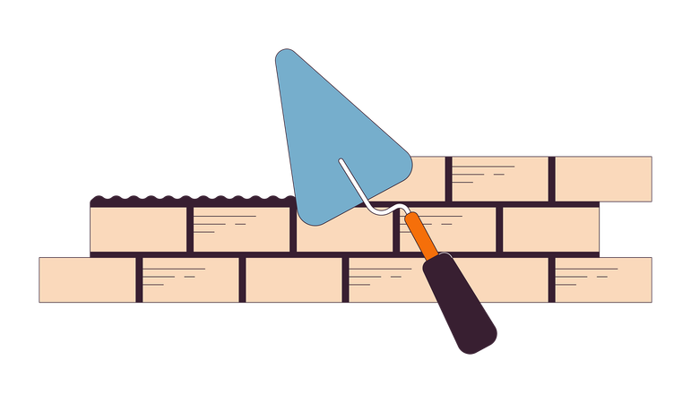 Colocación de ladrillos con llana  Ilustración