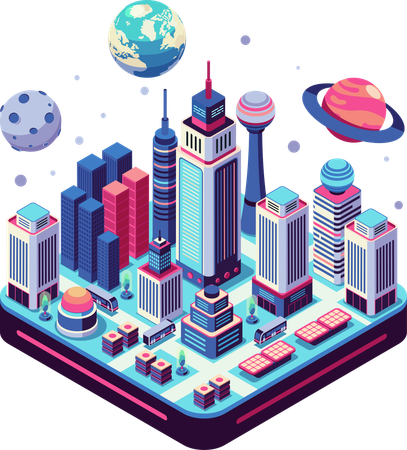 Colonie spatiale futuriste dans l'espace  Illustration