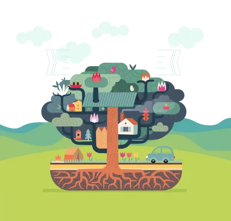 Colony on tree  Illustration