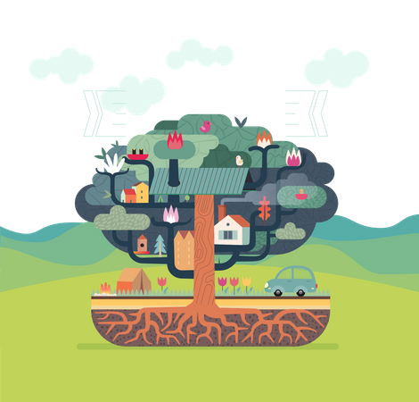 Colony on tree  Illustration