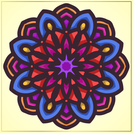 Colorful circular mandala art with floral motifs element  Illustration