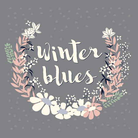 Colorful collection of winter floral arrangement and flowers for invitation, wedding or greeting cards, vector illustration  Illustration