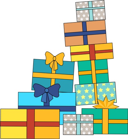 Colorful Giftboxes Vector Cartoon Seamless Pattern  일러스트레이션
