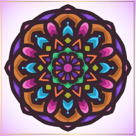Colorful mandala art with circular floral motifs element  Illustration