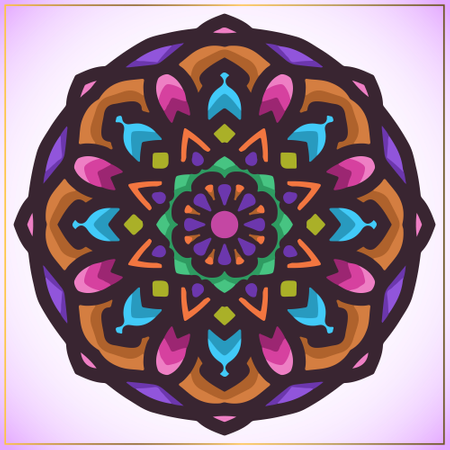 Colorful mandala art with circular floral motifs element  Illustration