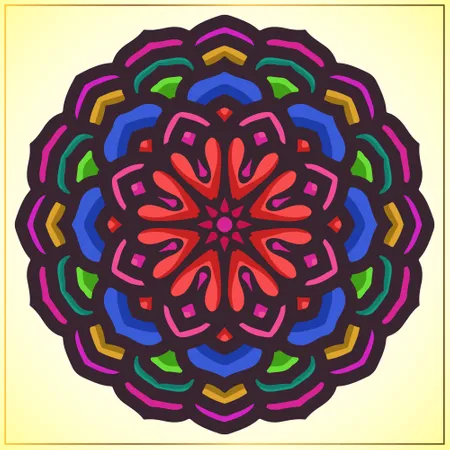 Colorful mandala art with floral motifs  Illustration