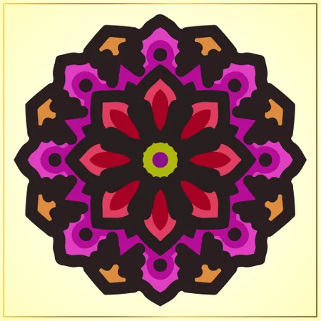 Colorful mandala art with floral motifs element Illustration