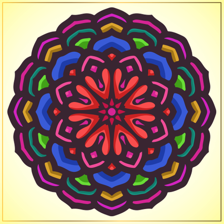 Colorful mandala art with floral motifs  Illustration