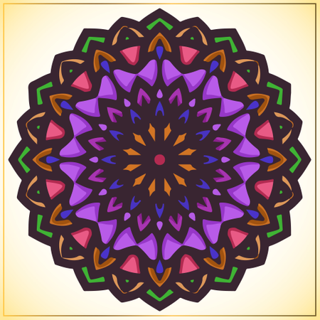 Colorful mandala art with vintage floral motifs element  Illustration