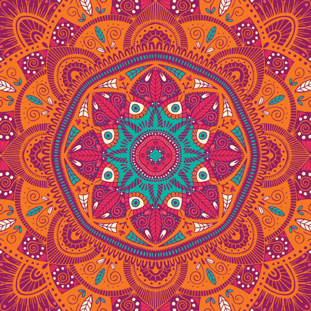 Colorful ornamental floral ethnic mandala Illustration