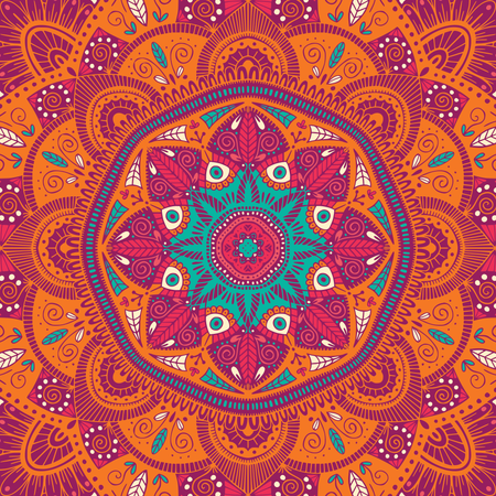 Colorful ornamental floral ethnic mandala  Illustration