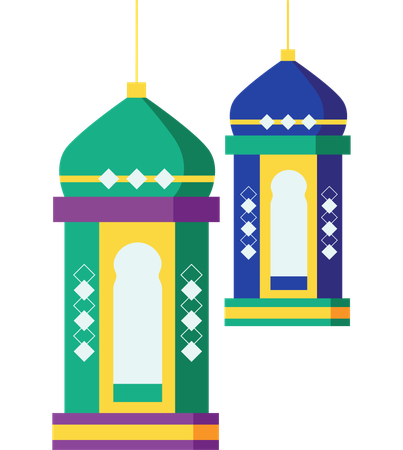Colorful Ramadan Lanterns Hanging  일러스트레이션