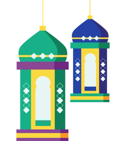 Colorful Ramadan Lanterns Hanging  Illustration