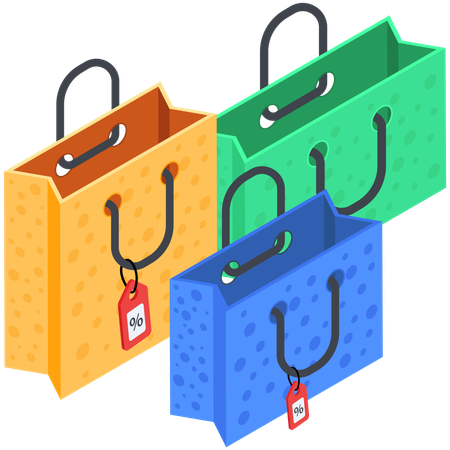Colorful Shopping Bags with Discount Tags  Illustration