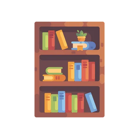 Colorful wooden bookshelf Illustration