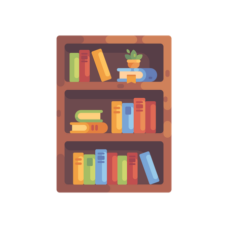 Colorful wooden bookshelf  Illustration