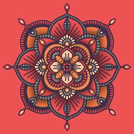 Mandala étnico floral ornamental colorido  Ilustración