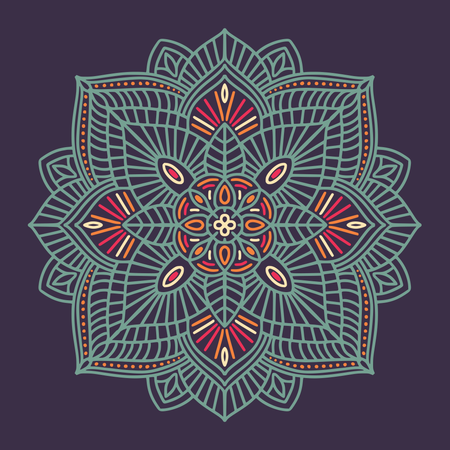 Mandala étnico floral ornamental colorido  Ilustración