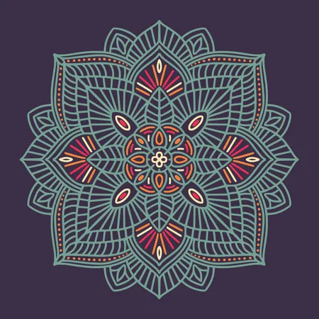 Mandala étnico floral ornamental colorido  Ilustración