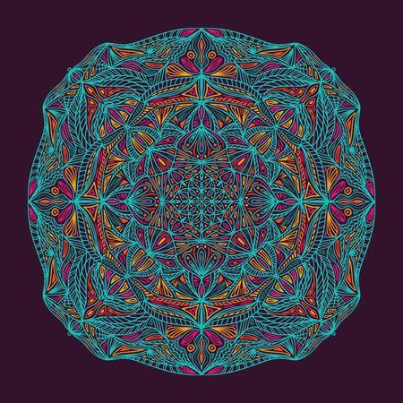 Mandala étnico floral ornamental colorido  Ilustración