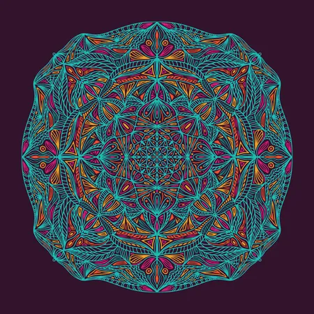 Mandala étnico floral ornamental colorido  Ilustración