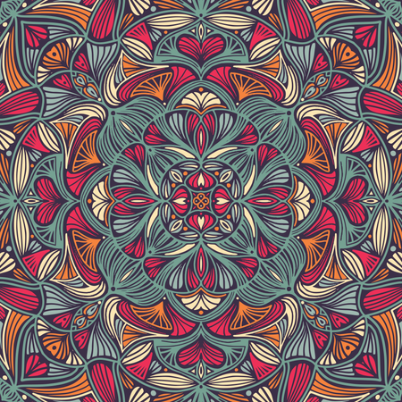 Mandala étnico floral ornamental colorido  Ilustración