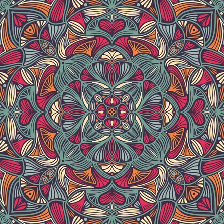 Mandala étnico floral ornamental colorido  Ilustración