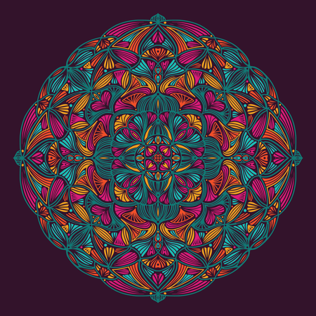 Mandala étnico floral ornamental colorido  Ilustración