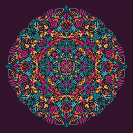 Mandala étnico floral ornamental colorido  Ilustración