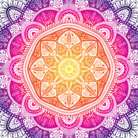 Mandala étnico floral ornamental colorido  Ilustración