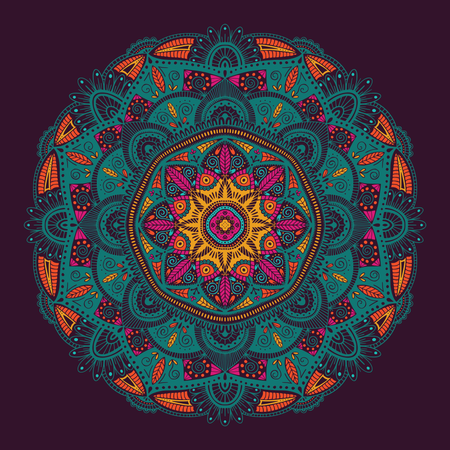 Mandala étnico floral ornamental colorido  Ilustración