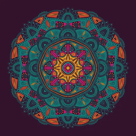 Mandala étnico floral ornamental colorido  Ilustración