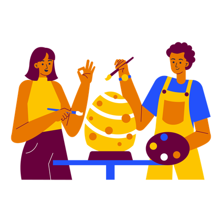 Colorir ovo com amigos  Ilustração