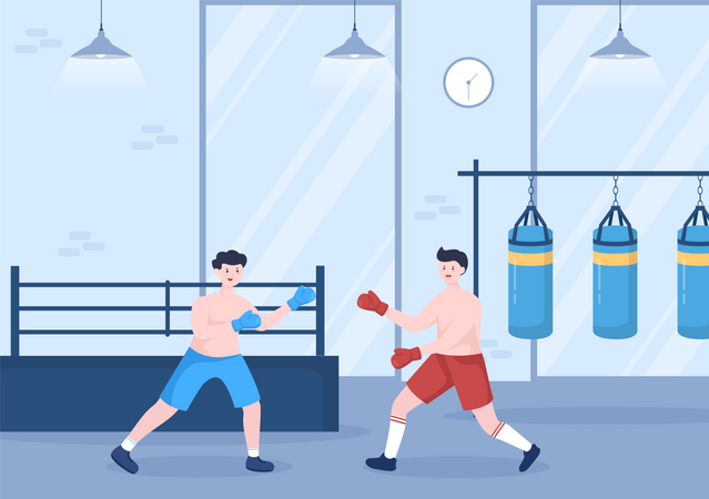 Combate de boxe  Ilustração