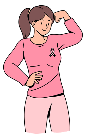 Femme forte combattante du cancer du sein  Illustration