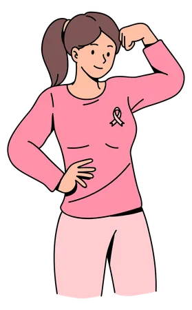 Femme forte combattante du cancer du sein  Illustration