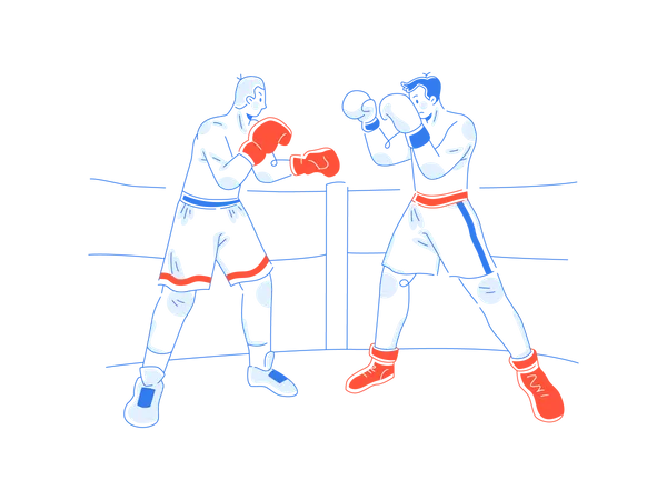 Combattants faisant de la boxe  Illustration