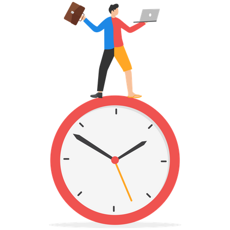 El tiempo personal se mezcla con el horario laboral.  Ilustración