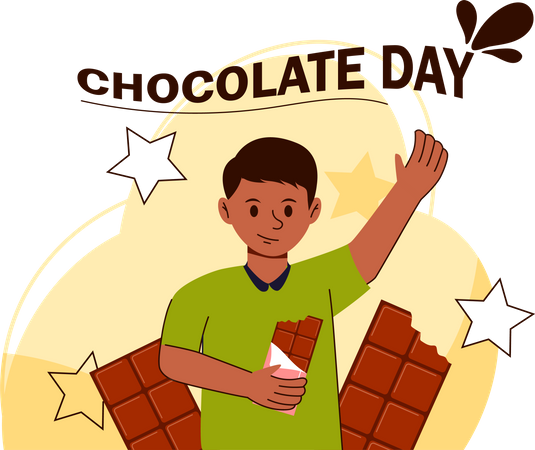 Homem comendo chocolate  Ilustração