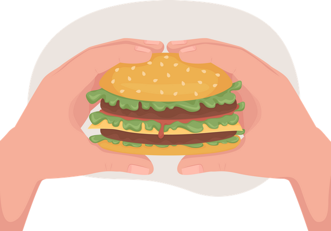 Comendo hambúrguer  Ilustração