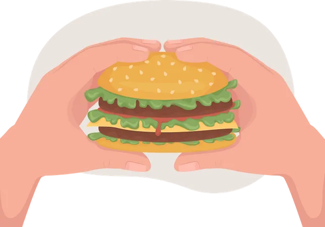 Comendo hambúrguer  Ilustração