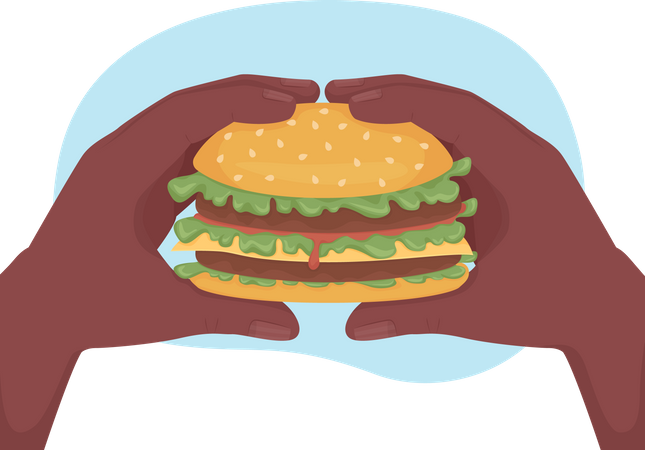 Comendo hambúrguer  Ilustração