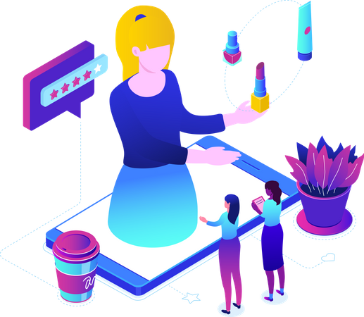 Comentarios en línea sobre productos makcup  Ilustración