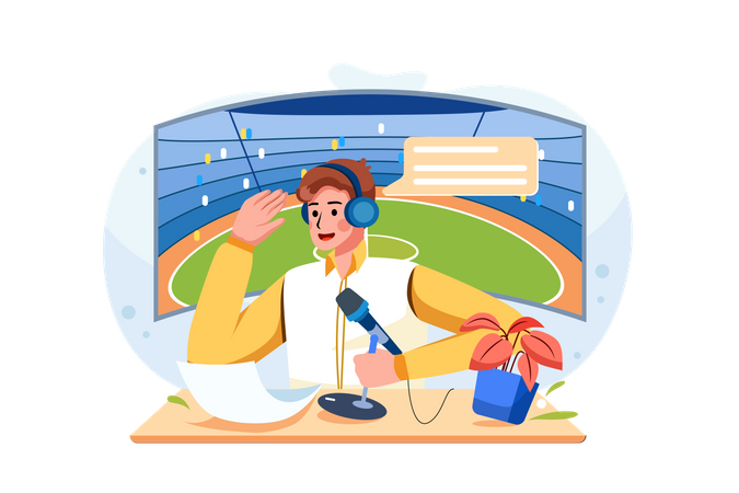 Comentarista esportivo  Ilustração