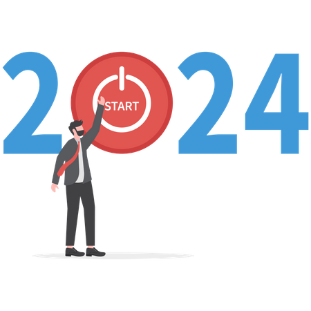 Comenzando el nuevo año 2024 con el lanzamiento de una nueva empresa.  Ilustración